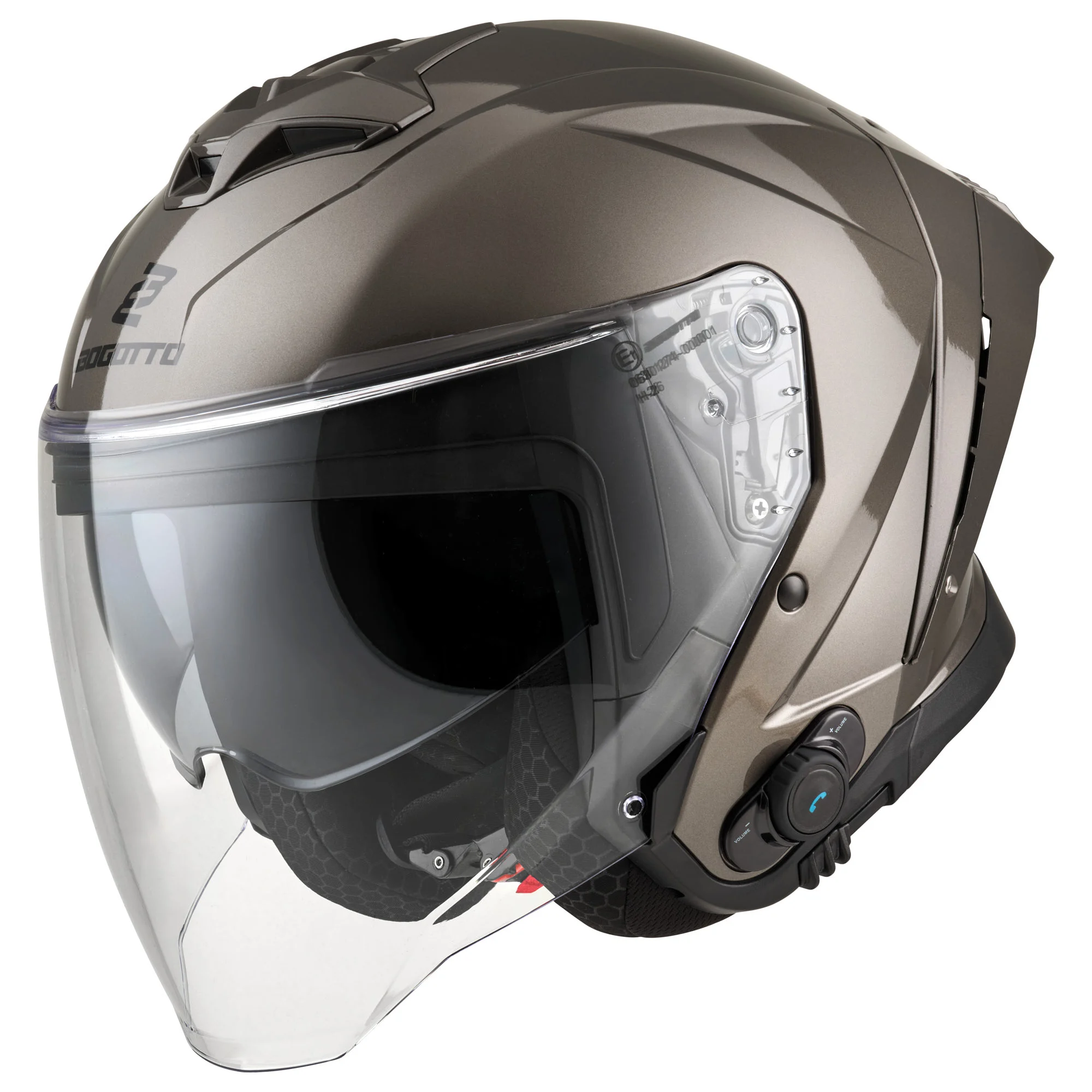 Bogotto H599 Bluetooth Open-Face Helmet Titanium Metallic