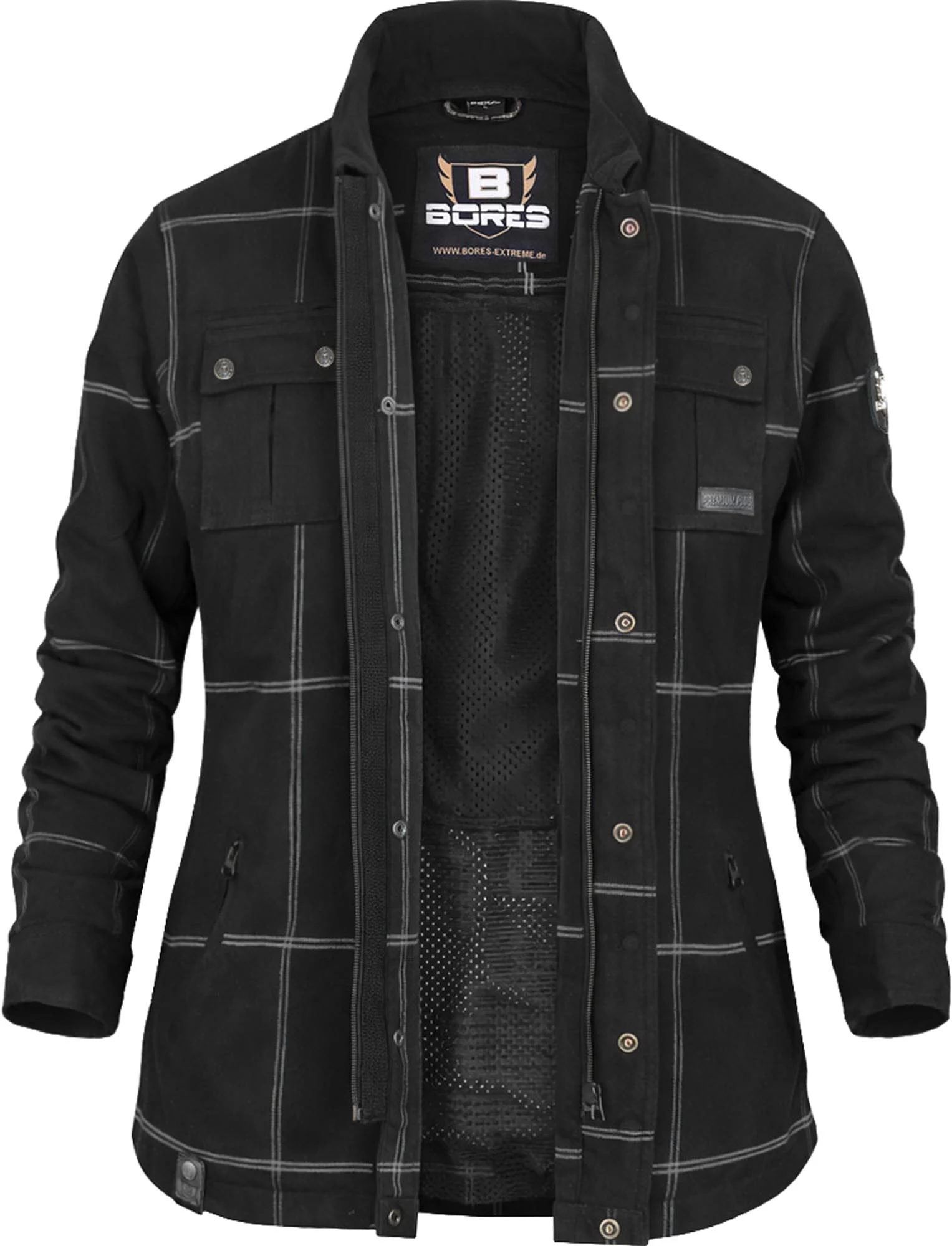 Bores Lumberjack Premium Plus Bortexx Ladies Motorcycle Shirt AAA black/grey