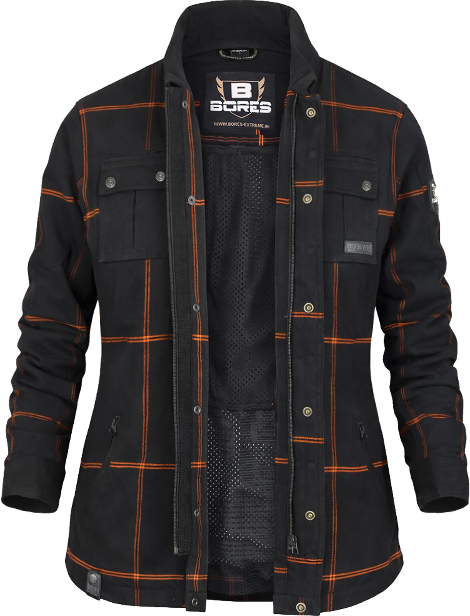 Bores Lumberjack Premium Plus Bortexx Ladies Motorcycle Shirt AAA black/orange