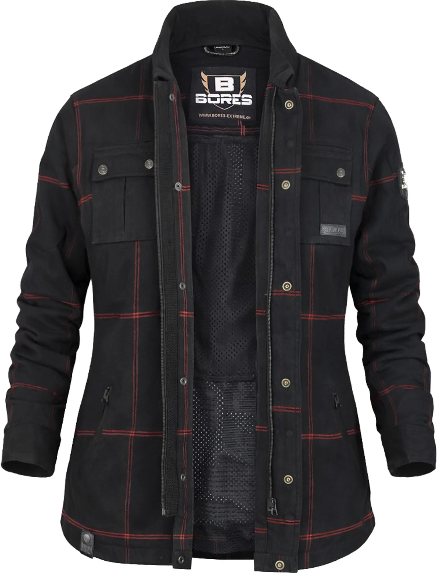 Bores Lumberjack Premium Plus Bortexx Ladies Motorcycle Shirt B black/red