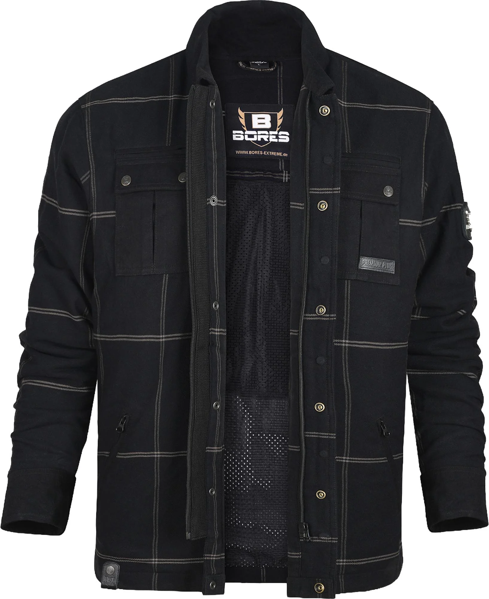 Bores Lumberjack Premium Plus Bortexx Motorcycle Shirt B black/grey