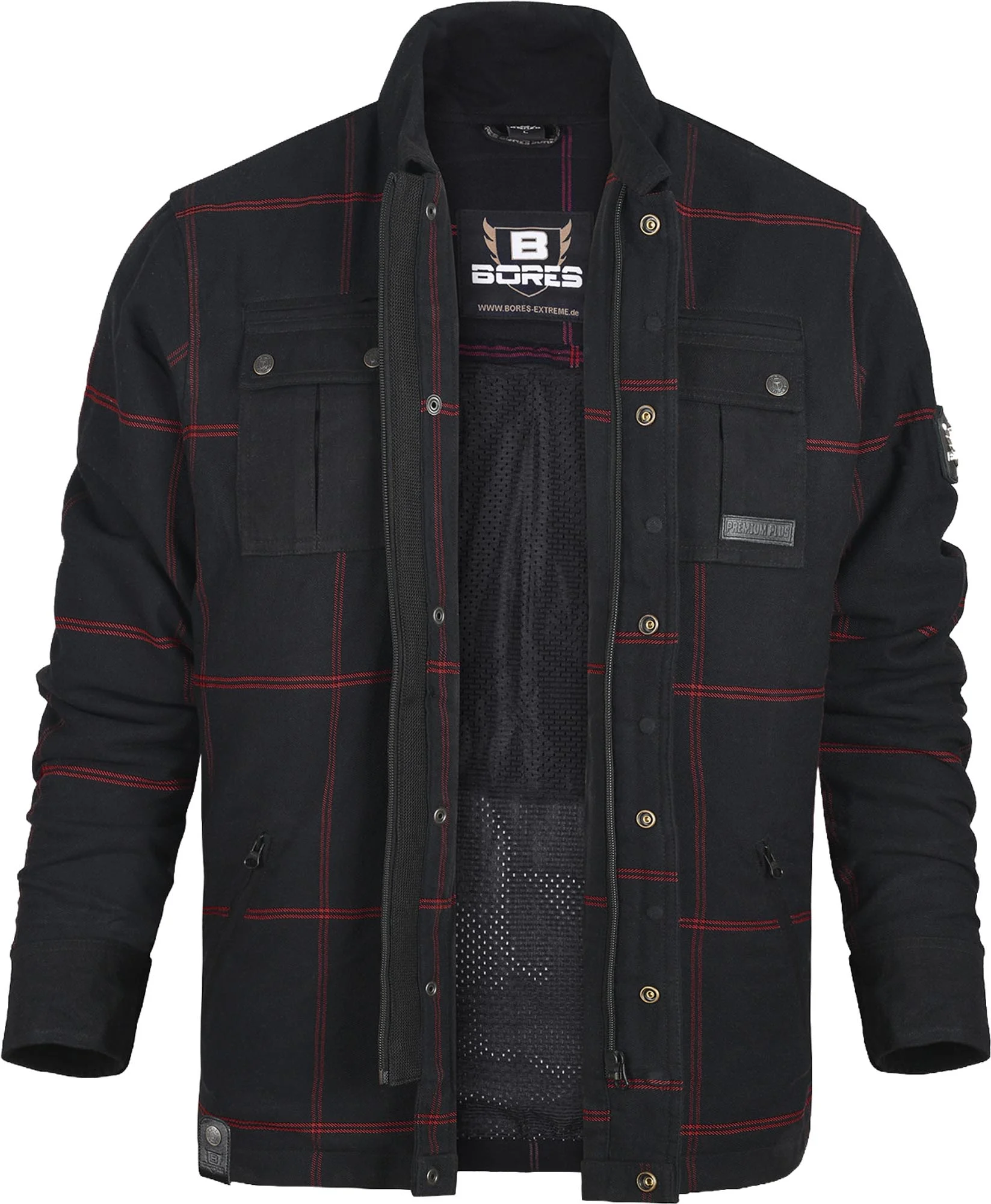 Bores Lumberjack Premium Plus Bortexx Motorcycle Shirt B black/red