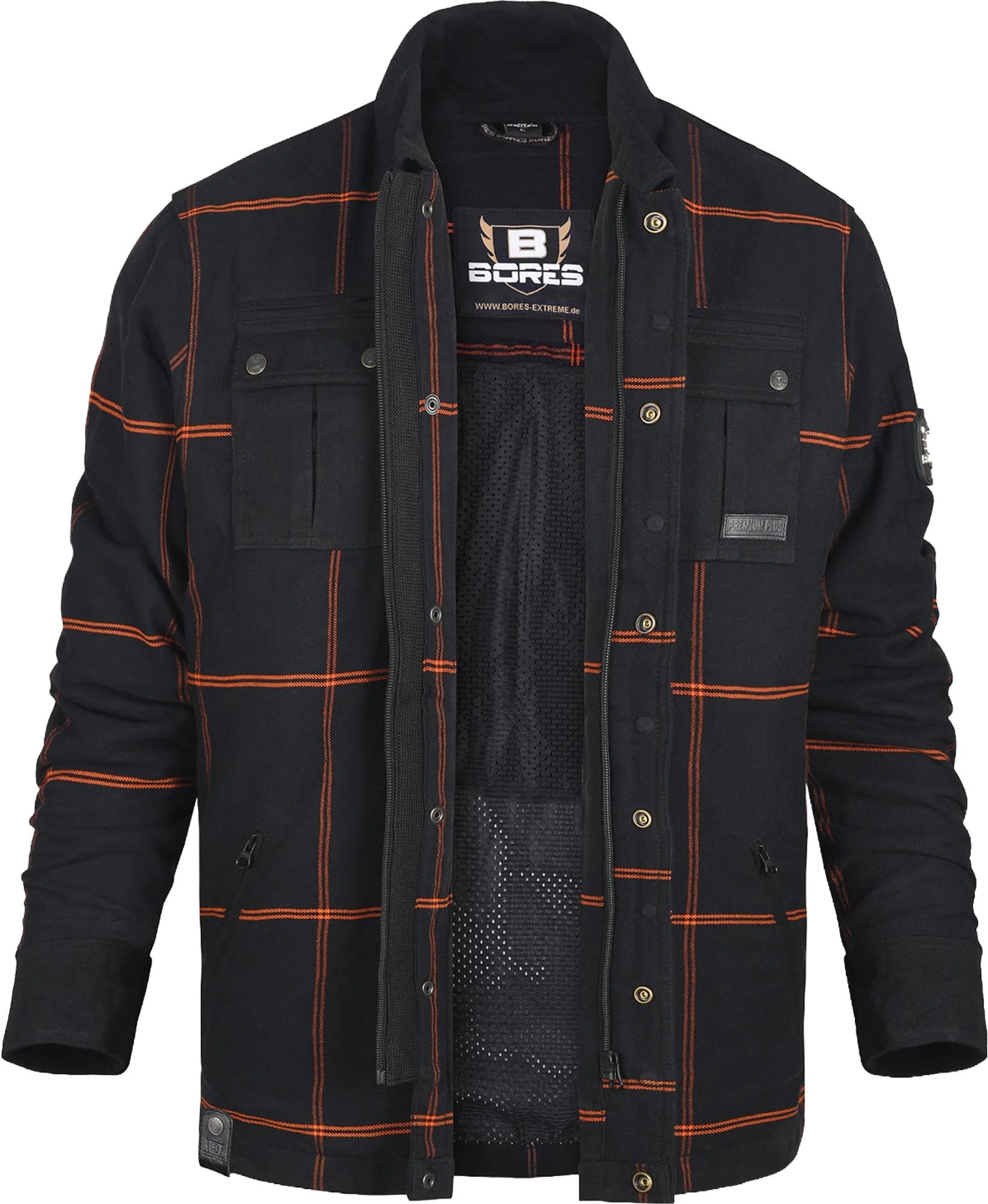 Bores Lumberjack Premium Plus Bortexx Motorcycle Shirt B black/grey/red