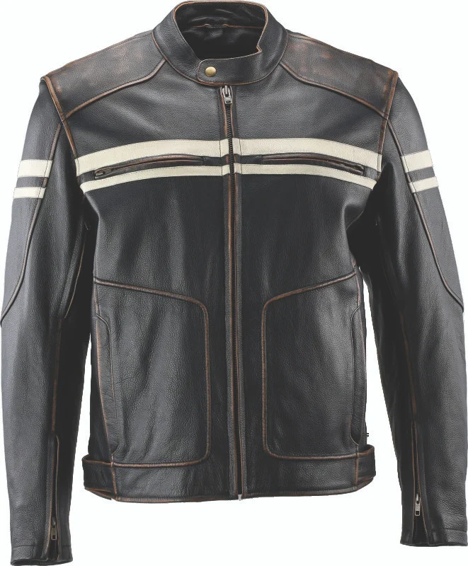 Kuryakyn Leather By River Road Hoodlum Vintage Leather Jacket Black - Medium - 094383