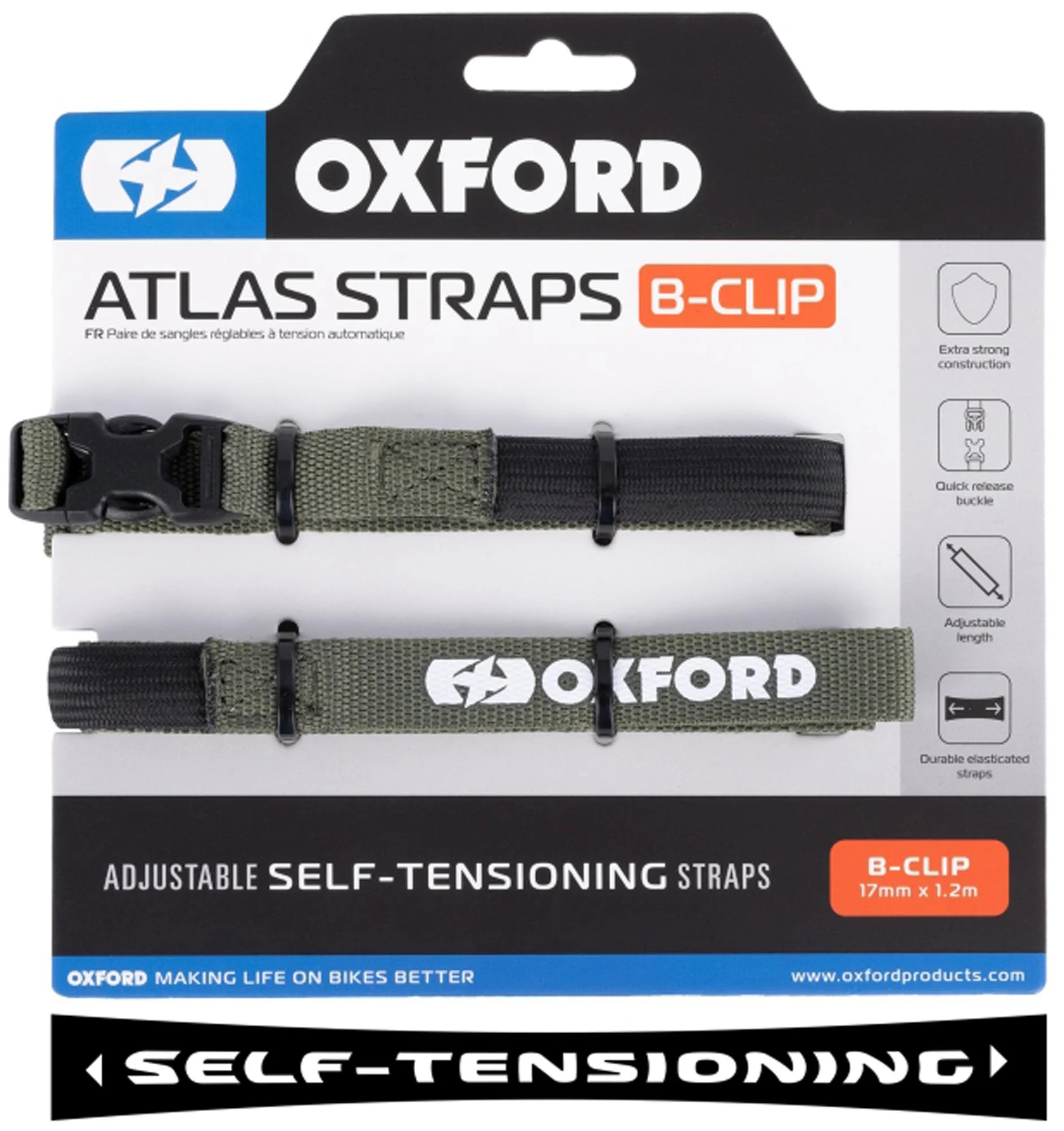 Oxford Atlas B-Clip 17mm Fastening Straps green