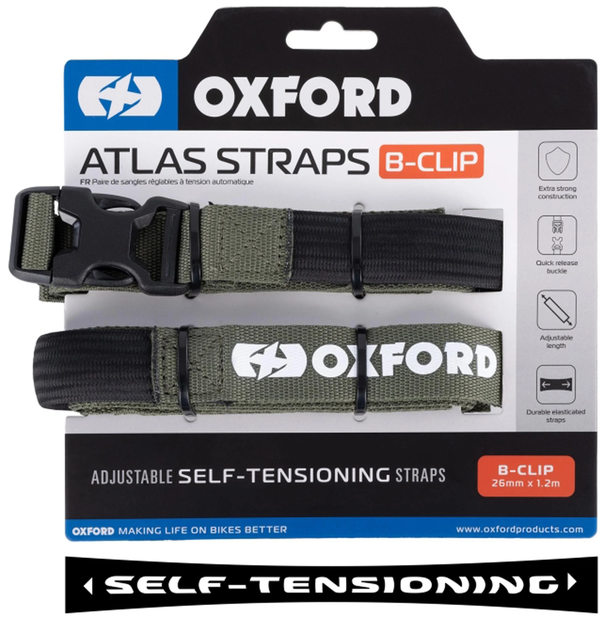 Oxford Atlas B-Clip 26mm Fastening Straps green