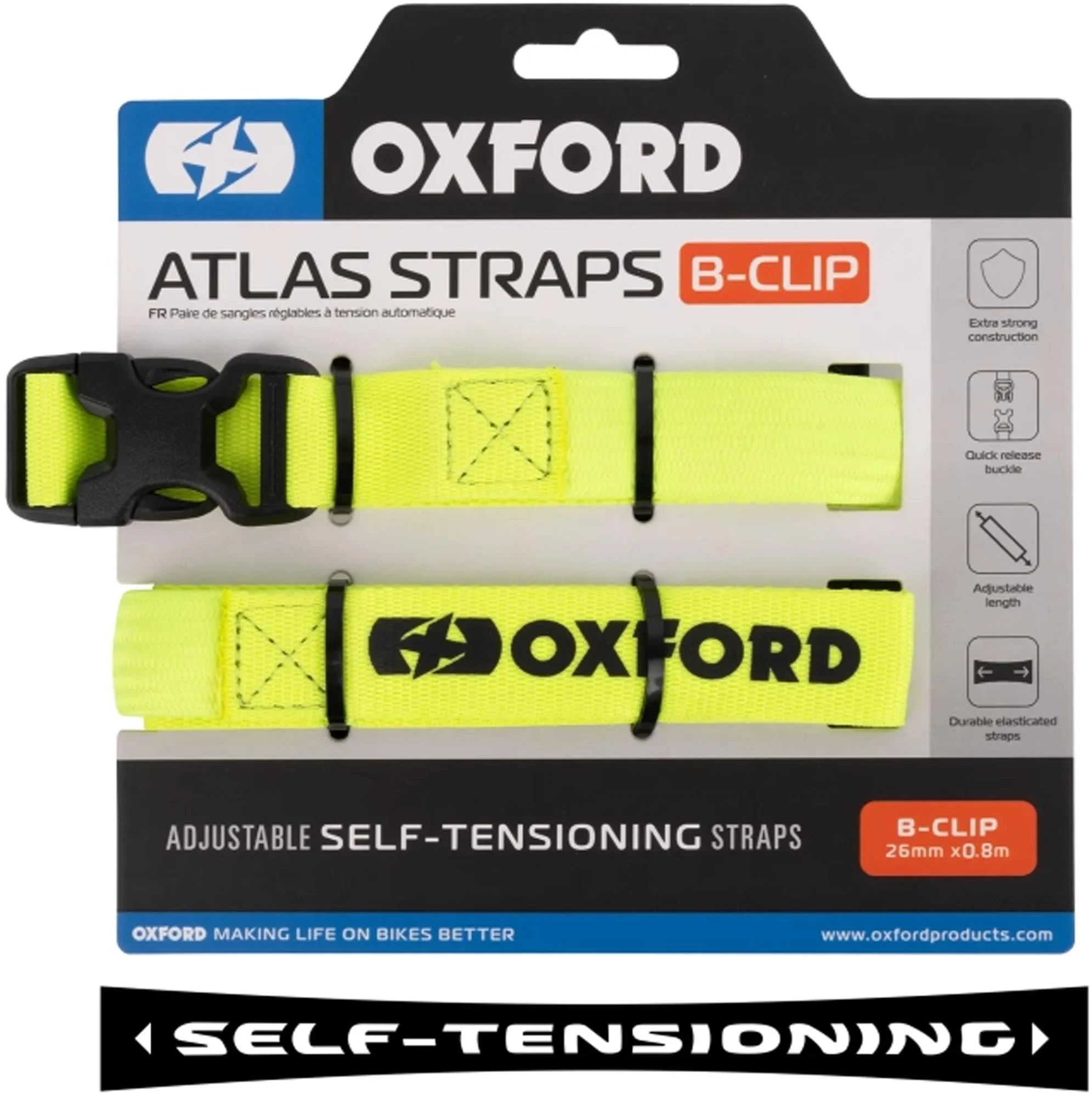 Oxford Atlas B-Clip 26mm Fastening Straps yellow