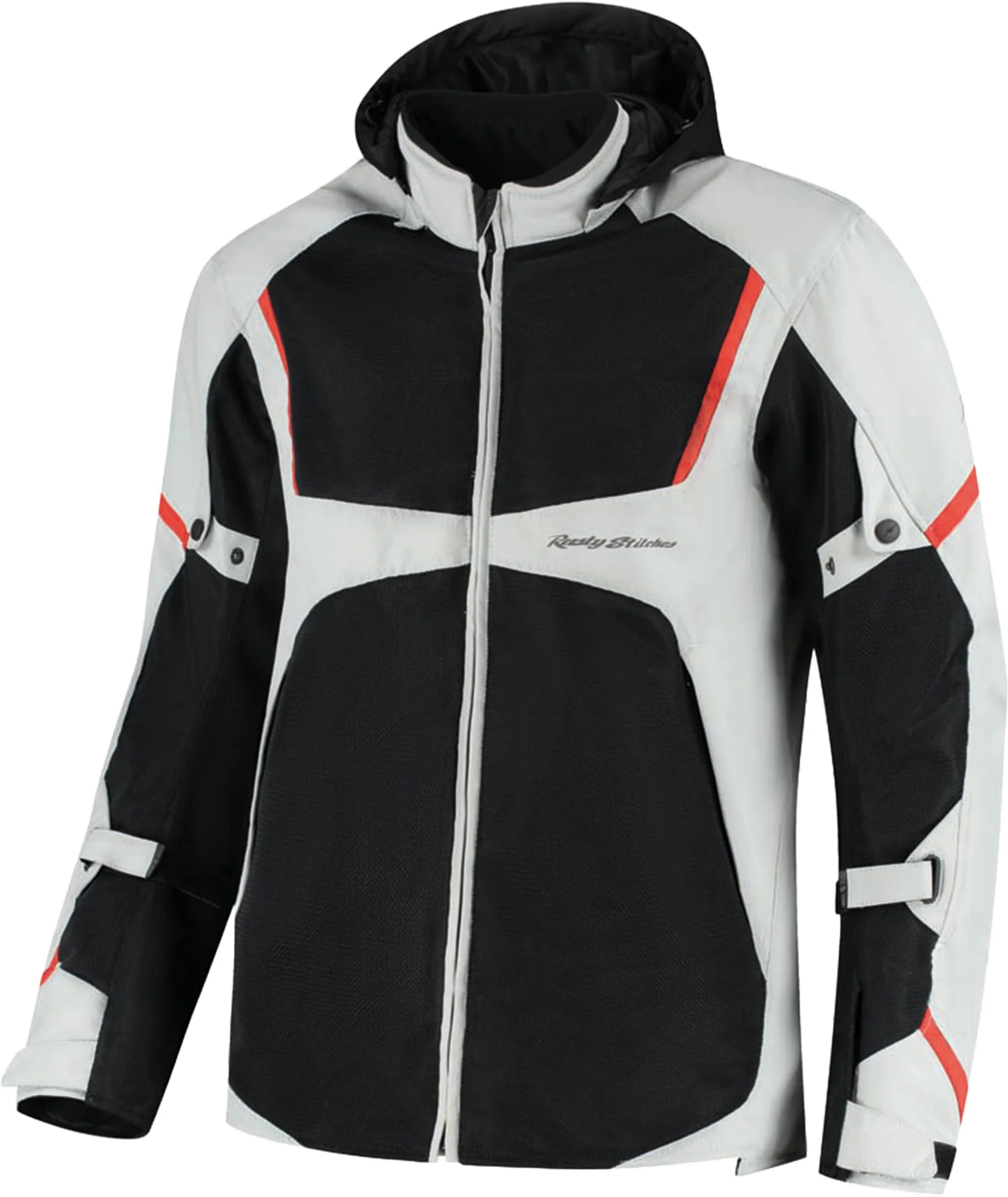 Rusty Stitches Carlo Motorcycle Textile Jacket light grey/black/red