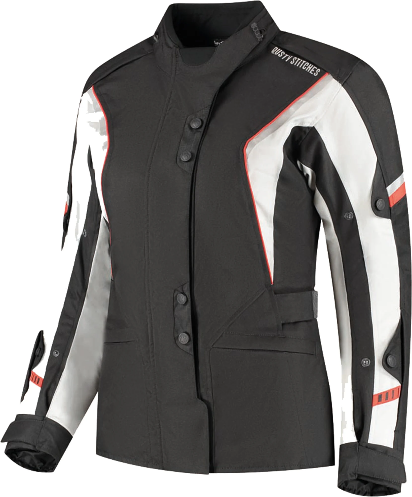 Rusty Stitches Leah waterproof Ladies Motorcycle Textile Jacket black/red