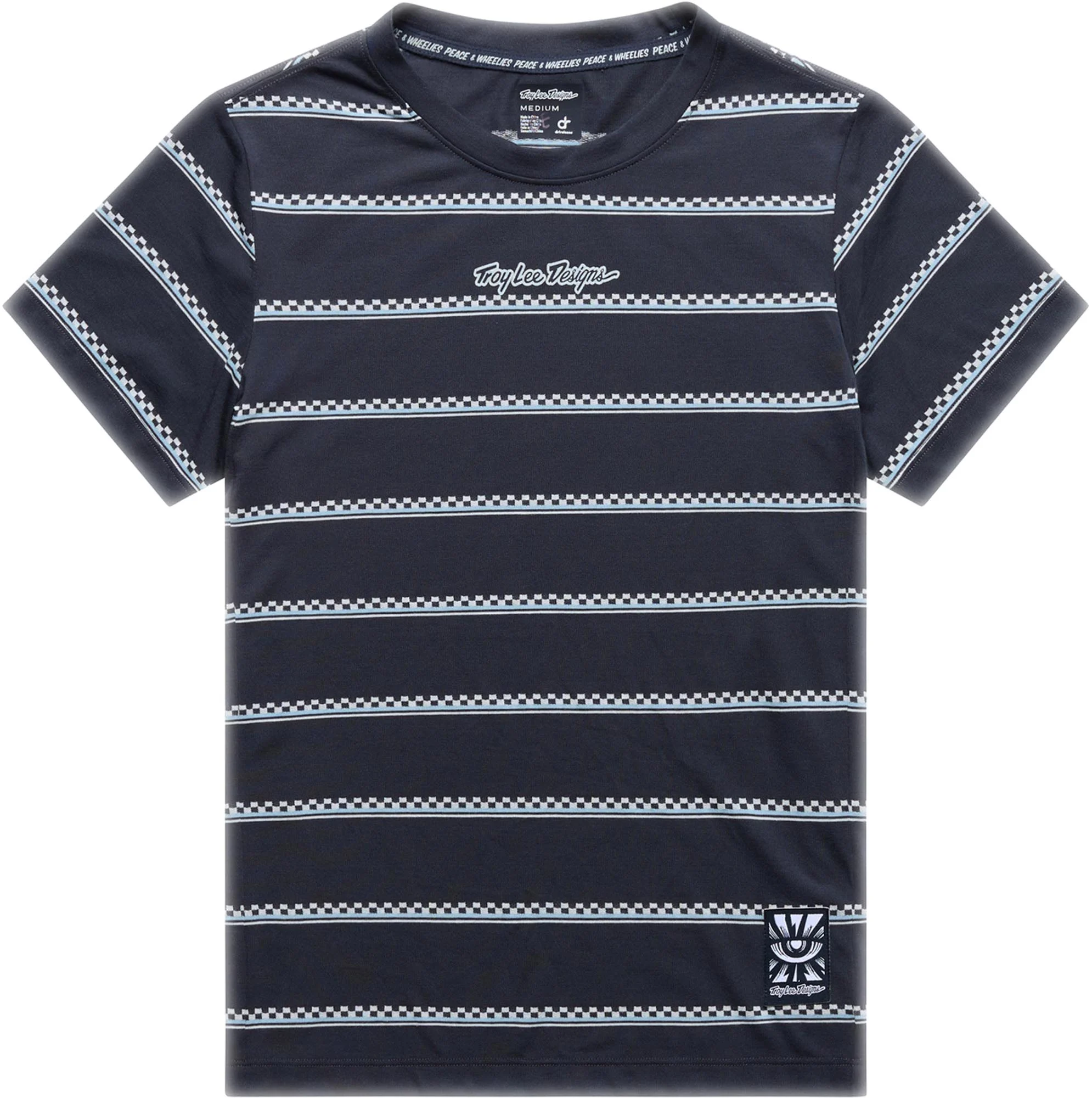 Troy Lee Designs Lilium Ride Checked Out Ladies Short Sleeve Bicycle Jersey carbon/blue