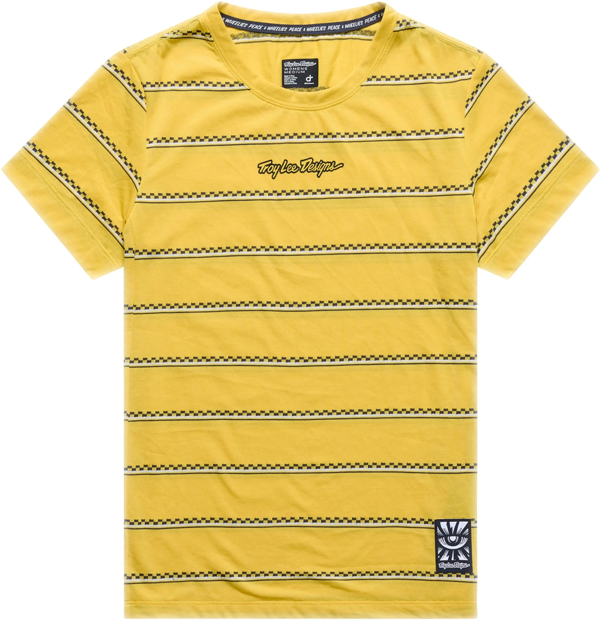 Troy Lee Designs Lilium Ride Checked Out Ladies Short Sleeve Bicycle Jersey yellow