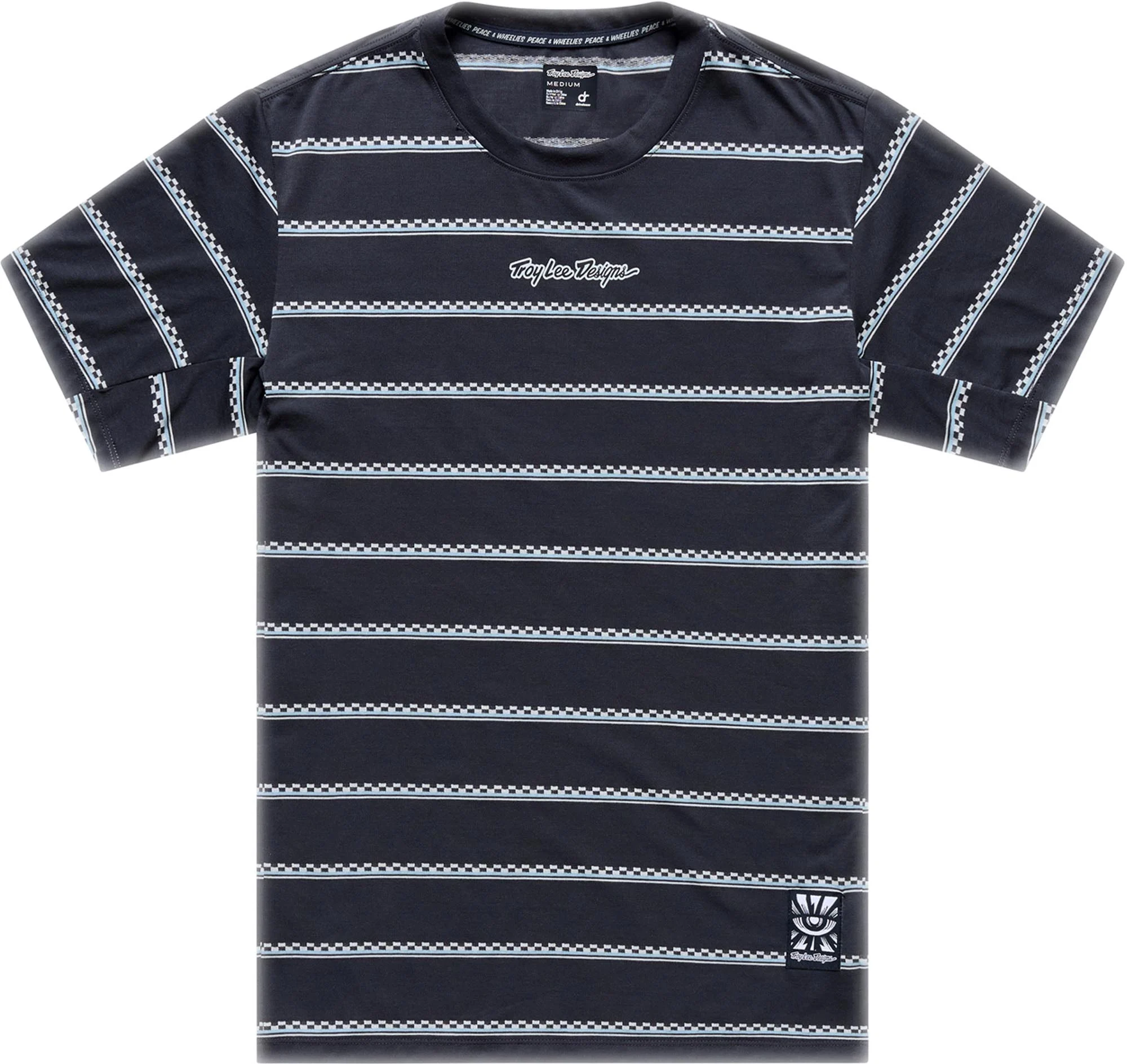 Troy Lee Designs Skyline Ride Checked Out Short Sleeve Bicycle Jersey carbon/blue