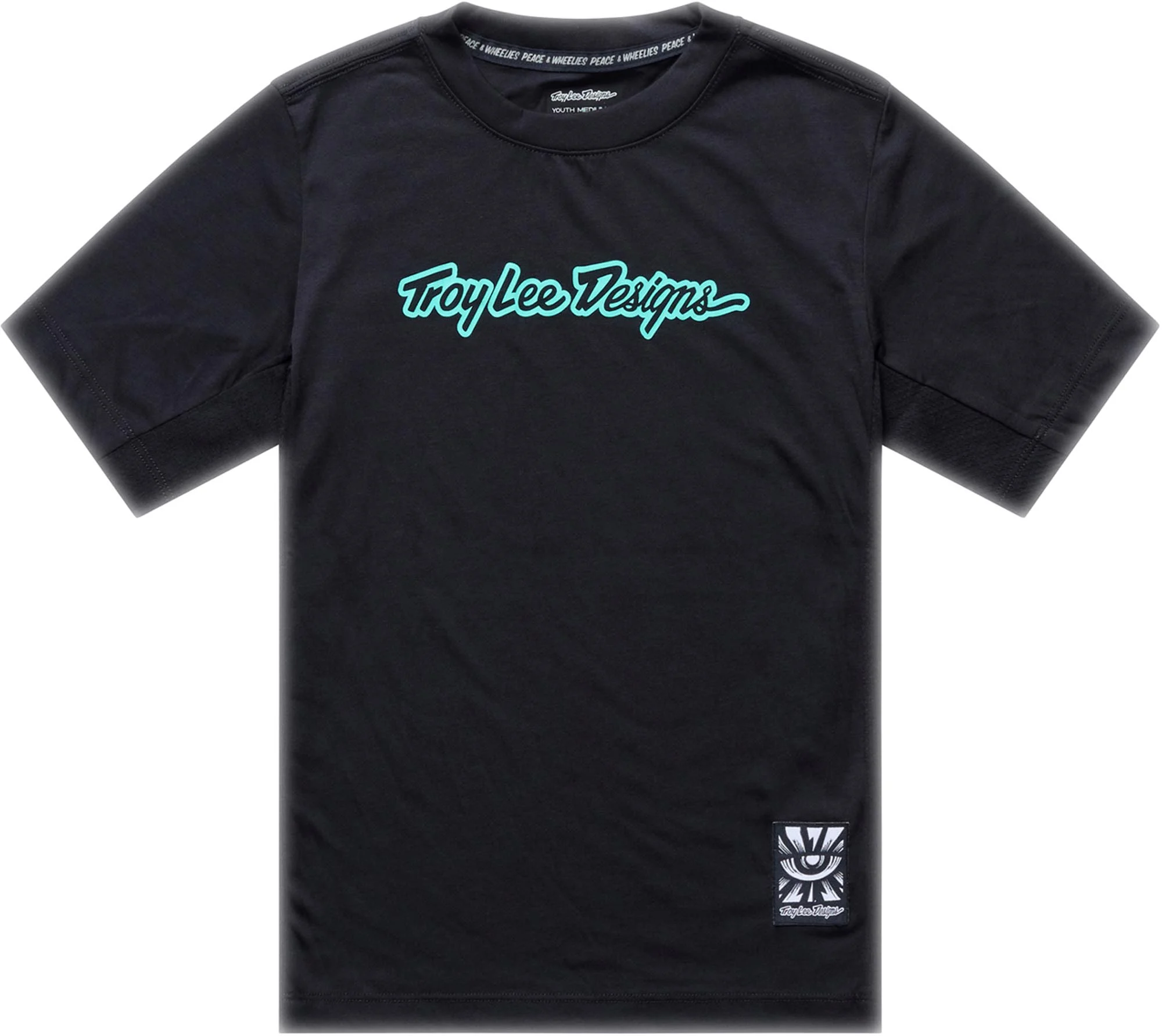 Troy Lee Designs Skyline Ride Signature Youth Short Sleeve Bicycle Jersey black/turquoise